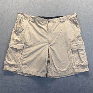 Duluth Shorts Men's Size 3XL Khaki Cargo Hiking Comfort Pockets‎ Zip Nylon